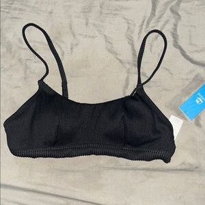 Black Ribbed swim top